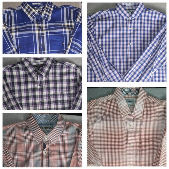 Lot of 5 Men’s XL Dress Shirts – Banana Republic & Express Plaid | Pre-Owned - Picture 1 of 6